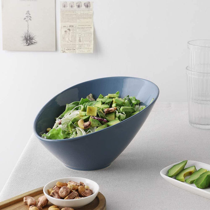 Ceramic Angled Serving Salad Bowls Set of 2 - 26 Oz.