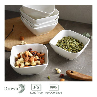 Ceramic Dessert Square Ramekin Bowls Set of 6 - 8 Oz White.