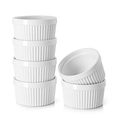 Ceramic Souffle Serving Ramekin Bowls Set of 6.