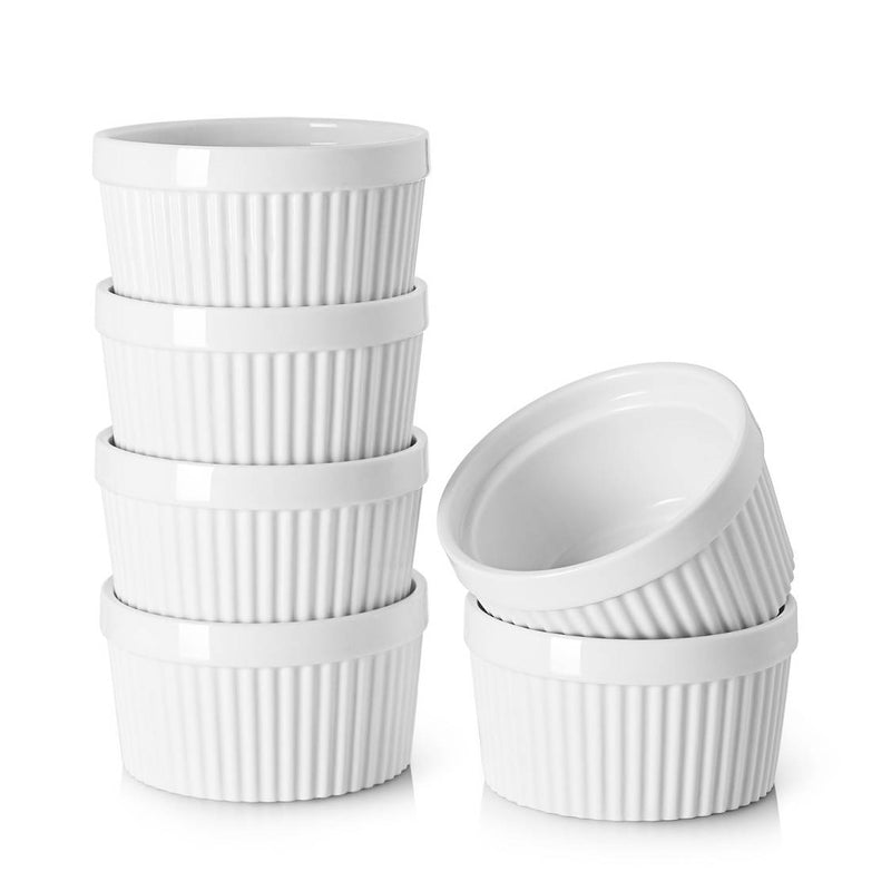 Ceramic Souffle Serving Ramekin Bowls Set of 6.