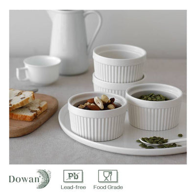 Ceramic Souffle Serving Ramekin Bowls Set of 6.