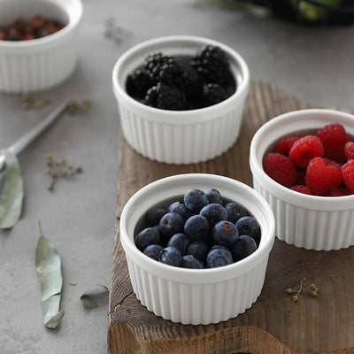 Ceramic Souffle Serving Ramekin Bowls Set of 6.