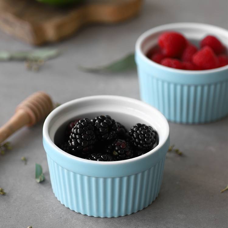 Ceramic Ramekin Bowls Set of 6 - 8 Oz Turquoise.