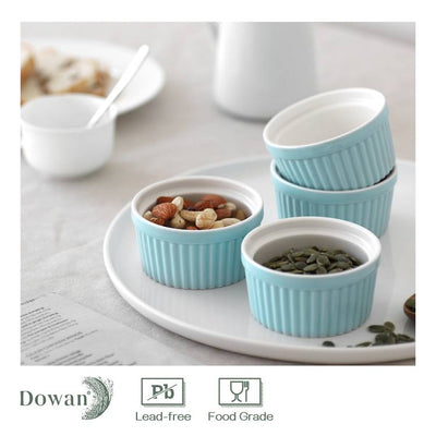 Ceramic Ramekin Bowls Set of 6 - 4 Oz Turquoise.