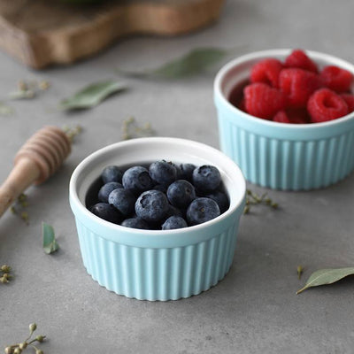 Ceramic Ramekin Bowls Set of 6 - 4 Oz Turquoise.