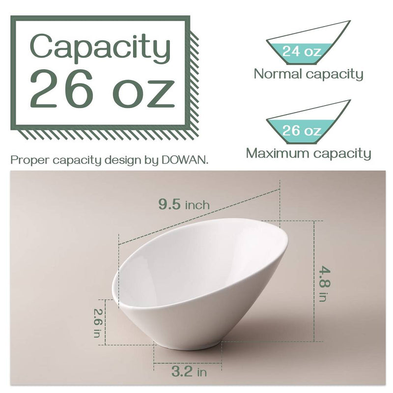 Ceramic Angled Serving Salad Bowls Set of 2 - 26 Oz.