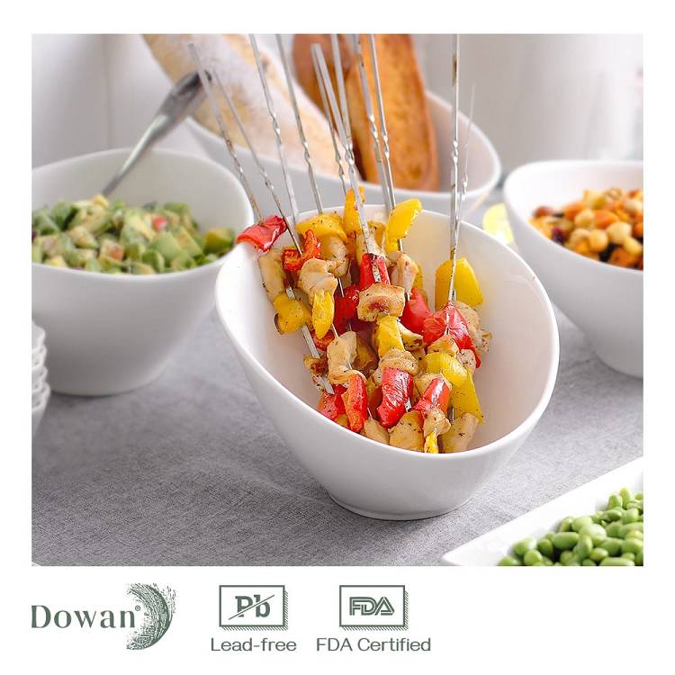 Ceramic Angled Serving Salad Bowls Set of 2 - 26 Oz.