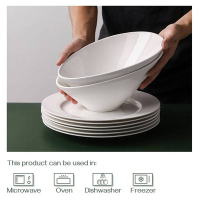 Ceramic Angled Serving Salad Bowls Set of 2 - 26 Oz.