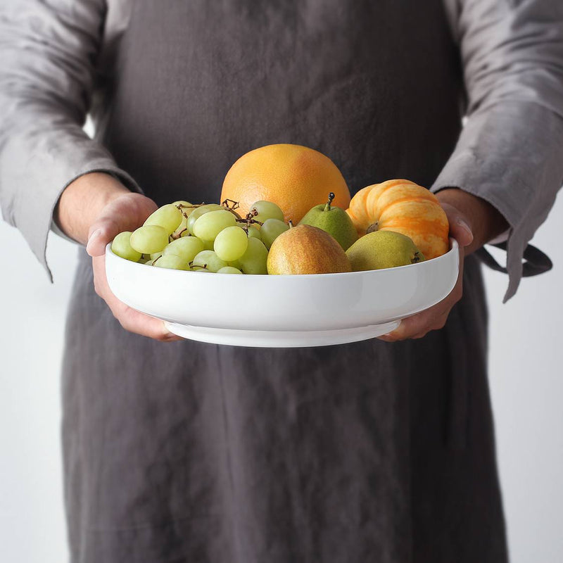 Large Ceramic Salad Pasta Fruit Serving Bowls Set of 2 - 60 Oz White/Turquoise.