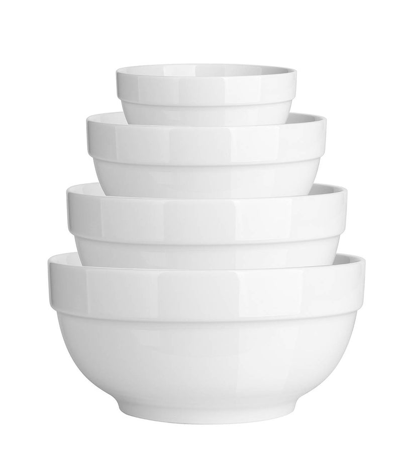 Ceramic Elegant Serving Bowls Set of 4 - 64/42/22/12 Oz White.