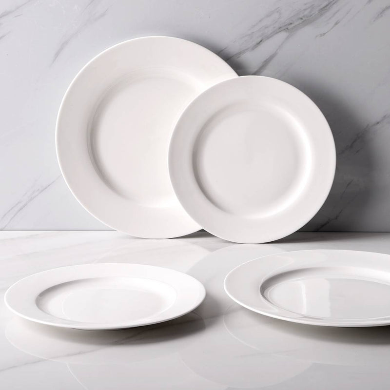 Ceramic Dinner Desert Serving Plates Set of 6 - 8 Inches White.