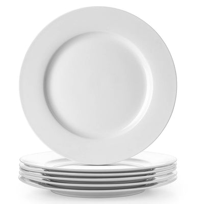 Ceramic Dinner Desert Serving Plates Set of 6 - 8 Inches White.