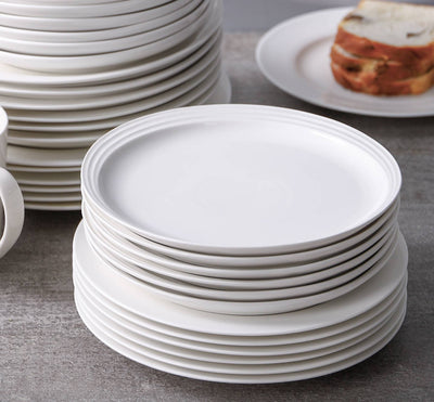 Ceramic Dinner Serving Dessert Salad Plates Set of 6 - 8 Inches White.