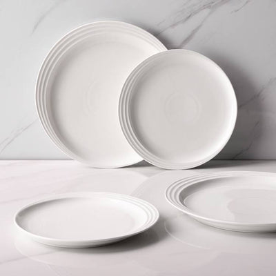 Ceramic Dinner Serving Dessert Salad Plates Set of 6 - 8 Inches White.