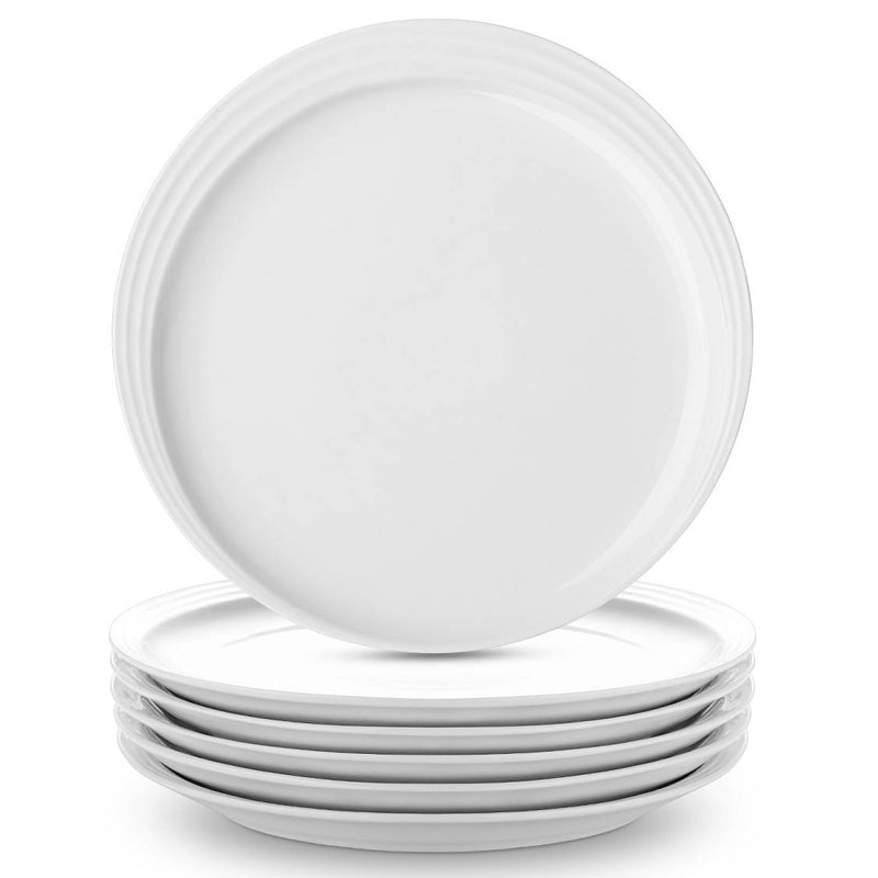 Ceramic Dinner Serving Dessert Salad Plates Set of 6 - 8 Inches White.