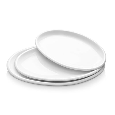 Ceramic Large Oval Serving Platters Plates Set of 3 - 16/14/12 Inches White.