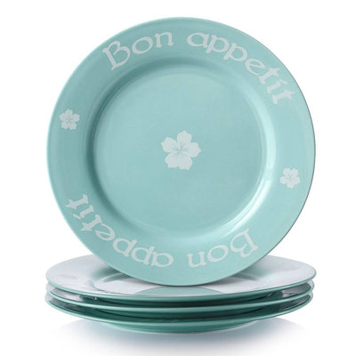 Ceramic Dinner Elegant Serving Pasta Plates Set of 4 - 10 Inches Turquoise.