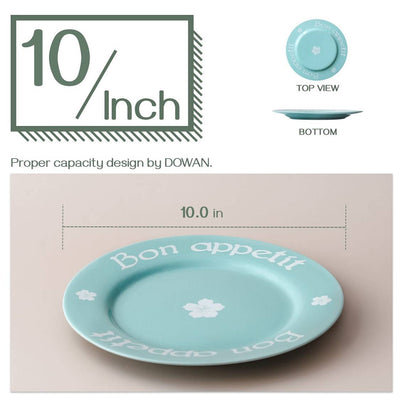 Ceramic Dinner Elegant Serving Pasta Plates Set of 4 - 10 Inches Turquoise.