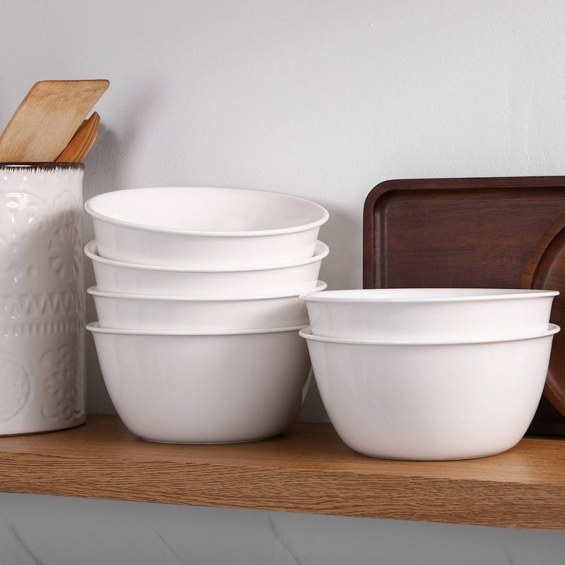 Ceramic Cereal Soup Bowls Set of 6 - 26 Oz White.