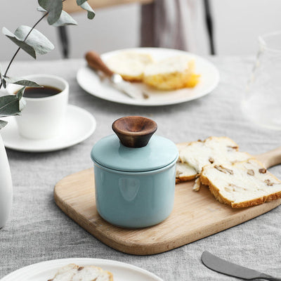 Ceramic Butter  Keeper Crock - White.