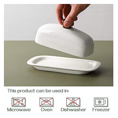 Ceramic Butter Dish with Lid - White.