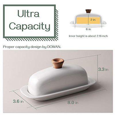 Ceramic Butter Dish with Lid - White.