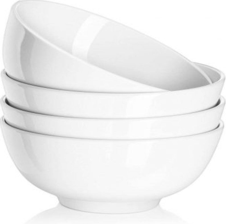 Ceramic Serving Bowls Set of 4 - 39 Oz White.