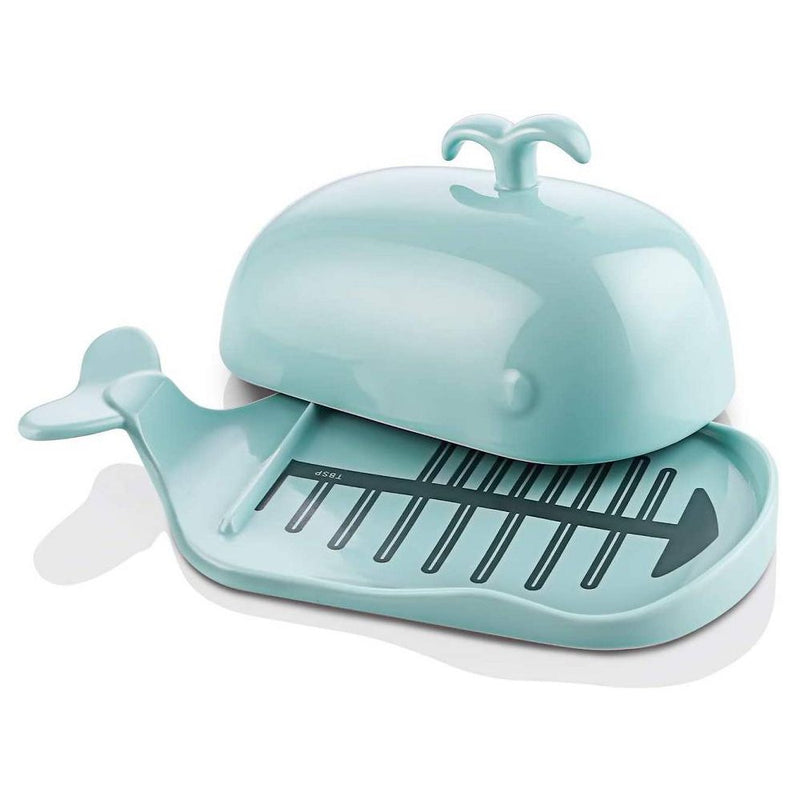 Ceramic Whale Butter Dish With Cutting Measuring Line.