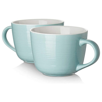 Ceramic Mug Cup Set of 2 - 17 Oz Turquoise.