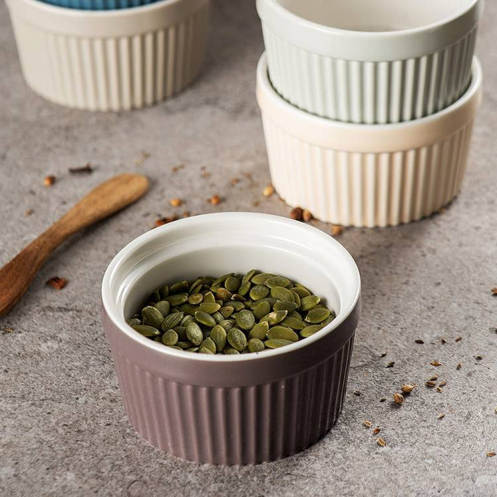 Ceramic Souffle Serving Ramekin Bowls Set of 6.