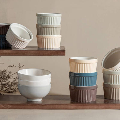 Ceramic Souffle Serving Ramekin Bowls Set of 6.