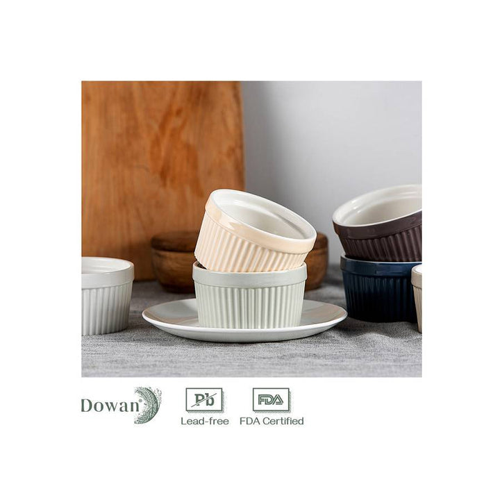 Ceramic Souffle Serving Ramekin Bowls Set of 6.