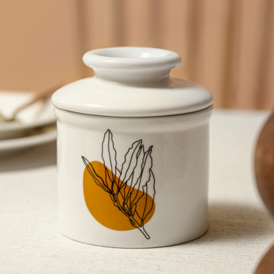 Ceramic Butter Keeper Crock with Lid - California Sunset.